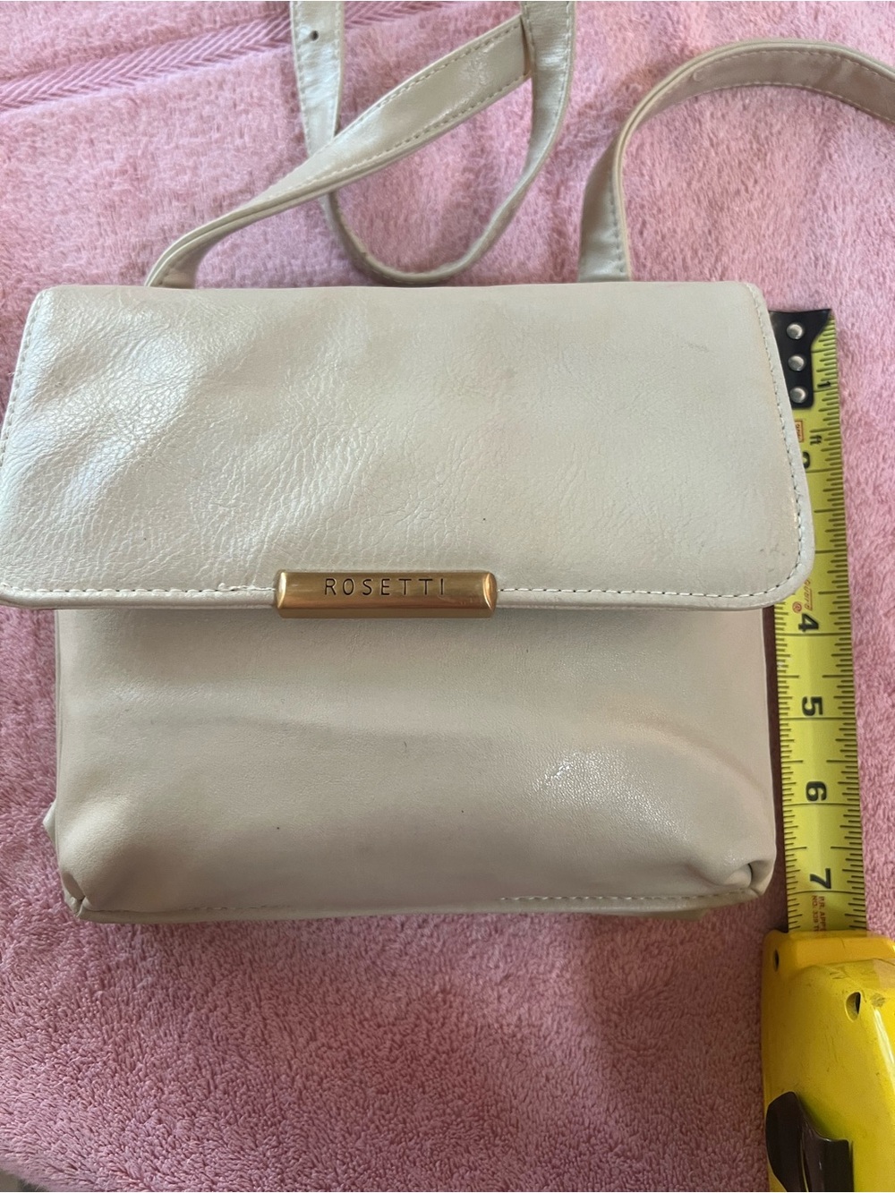 Rosetti Leather Cream 3 compartment Crossbody Bag with Gold Accent
